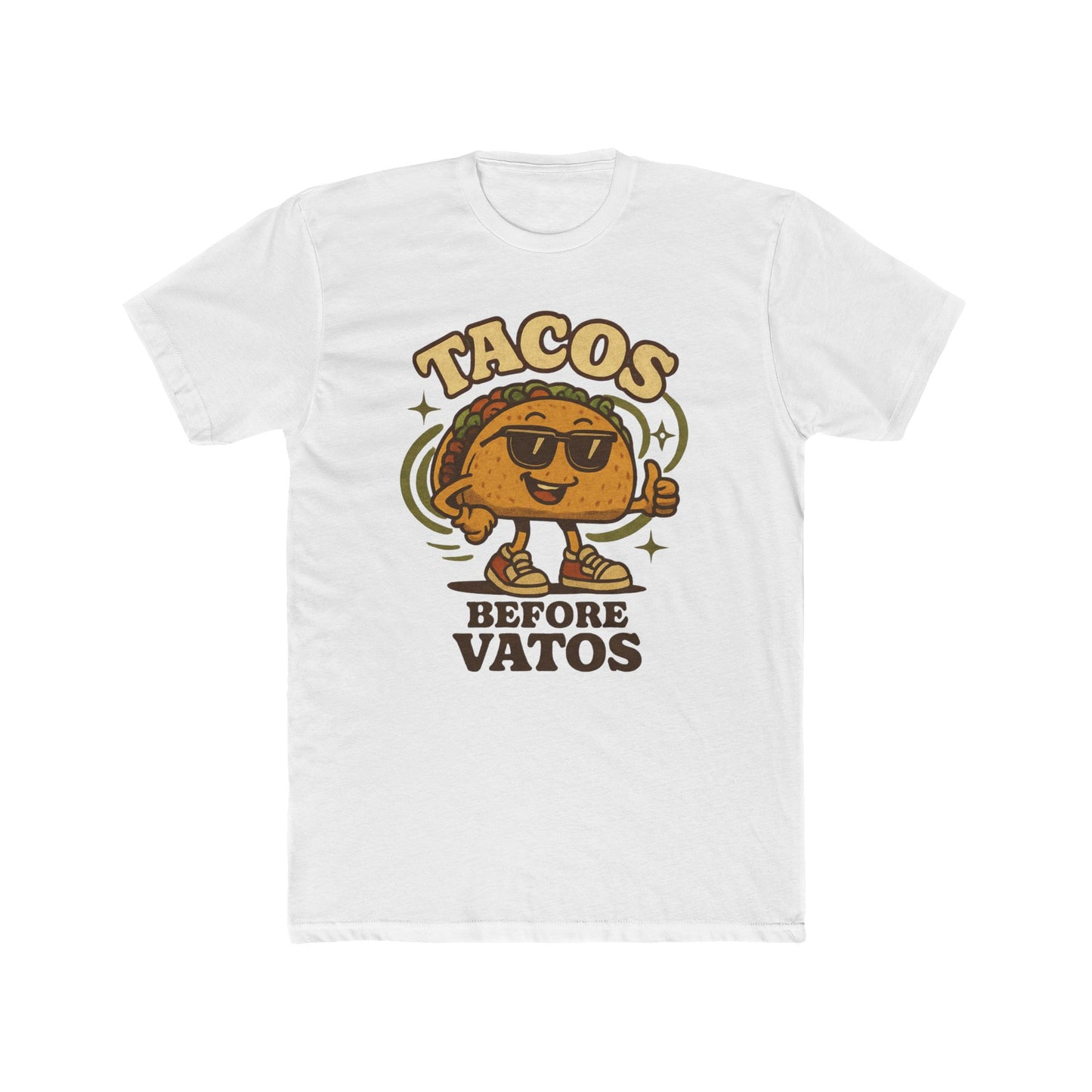 T-Shirt — "Tacos Before Vatos" Funny Retro Taco Graphic Tee