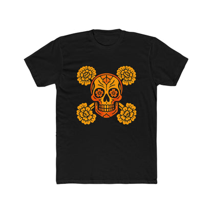 Day of the Dead Skull Tee, Unisex Cotton Crew Tee, Halloween Shirt, Festival Wear, Unique Graphic Tee, Gift for Him/Her