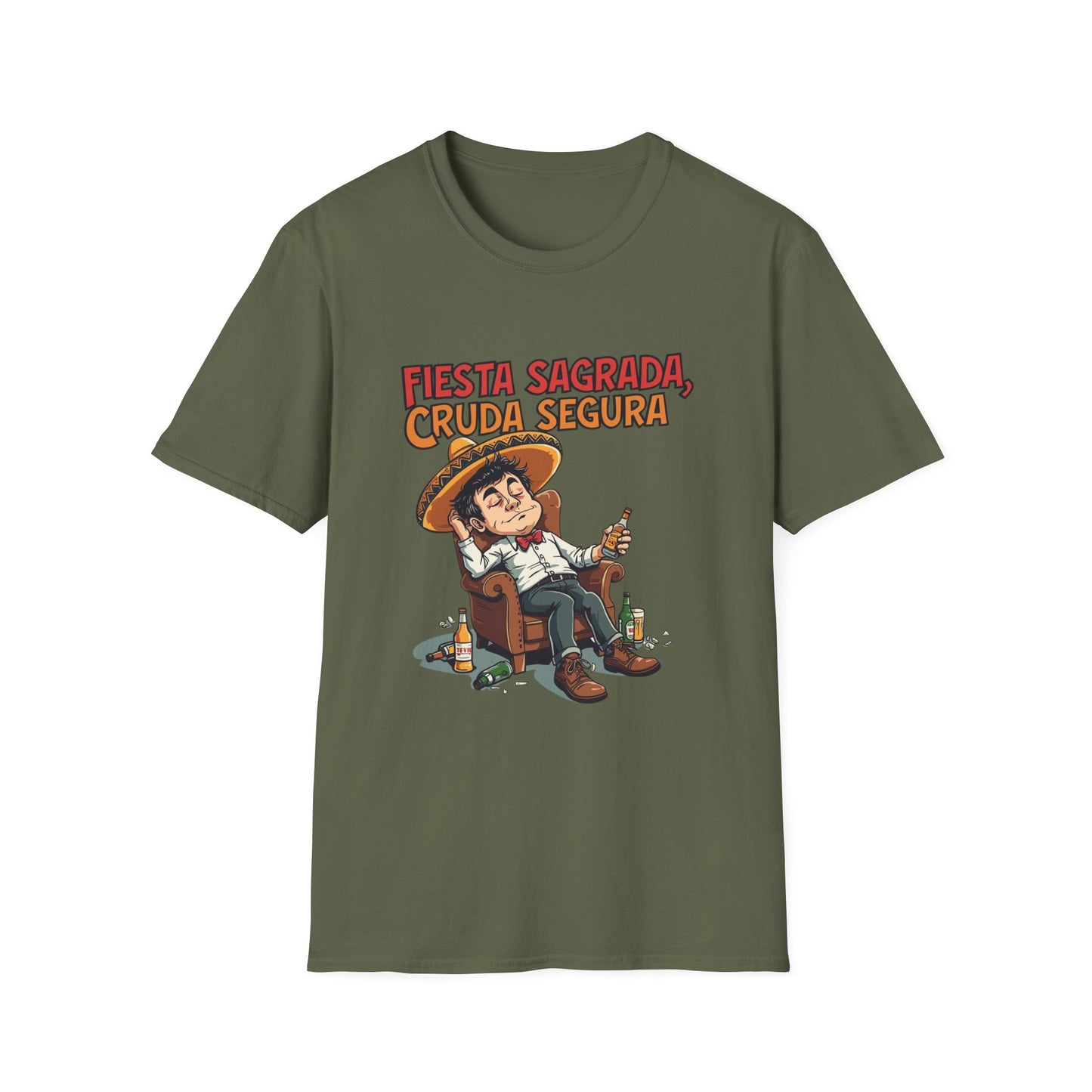 Fiesta Sagrada Funny Unisex T-Shirt, Comfy Graphic Tee for Celebrations, Gift for Party Lovers, Summer Event Wear, Casual Fun Top