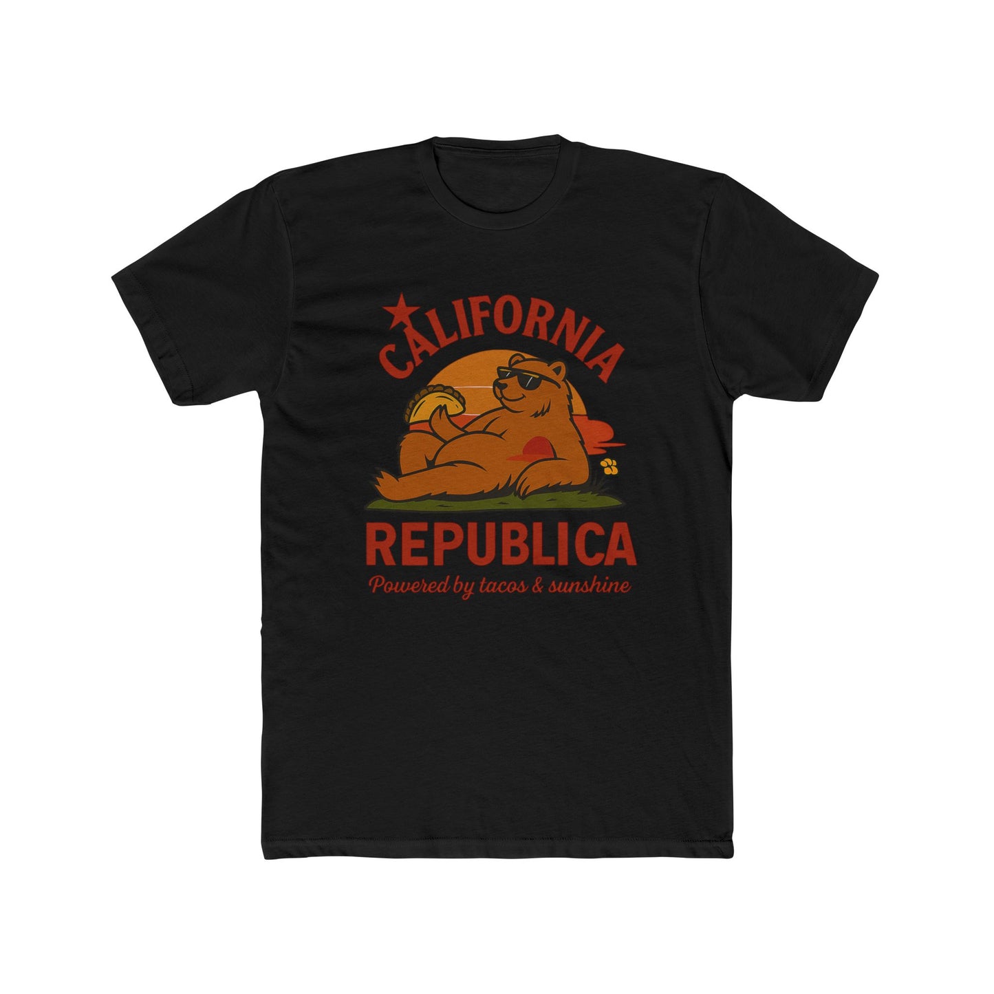 California Republic Unisex Cotton Crew Tee, Graphic Tee, Fun Casual Shirt, California Inspired Apparel, Gift for Taco Lovers, Summer Wear