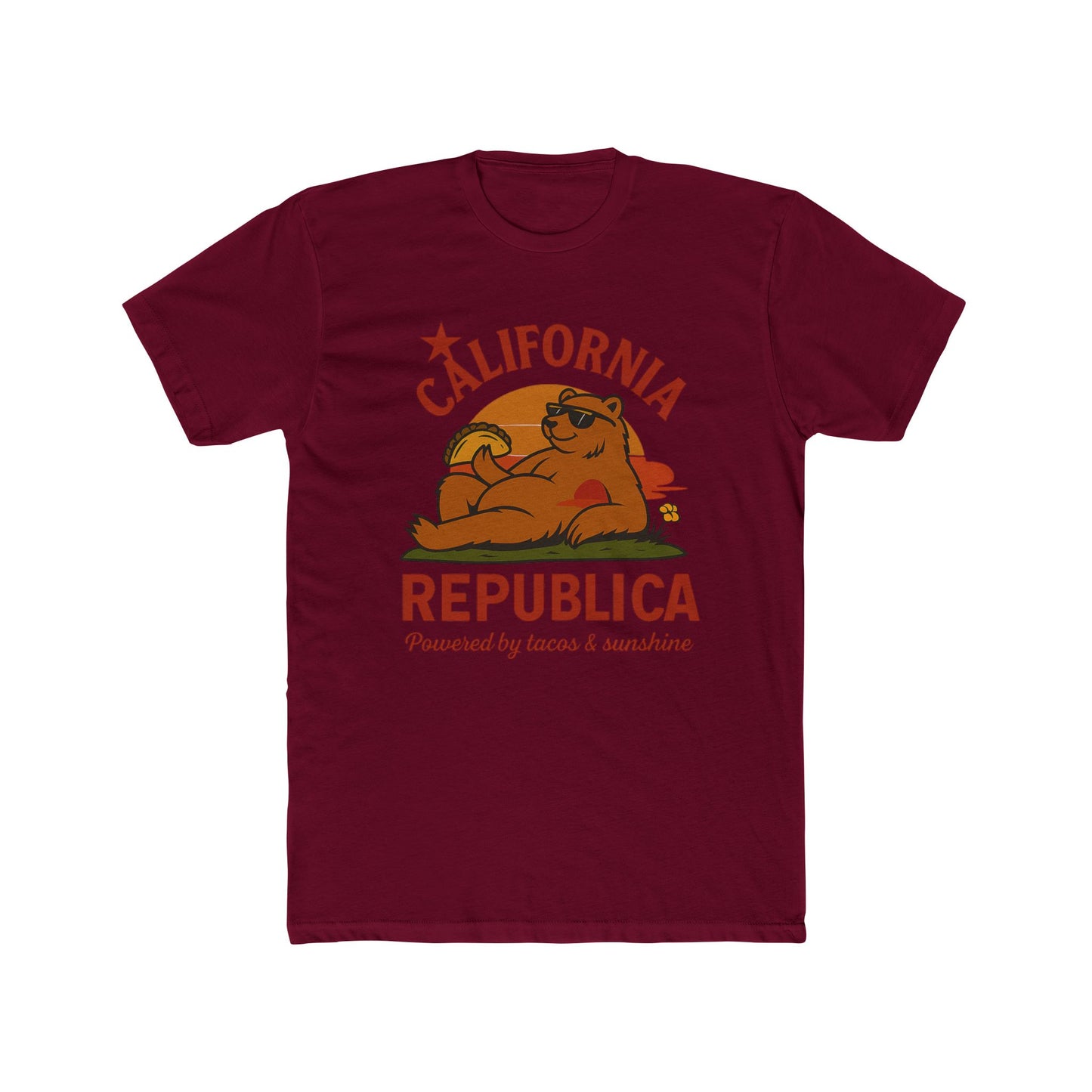 California Republic Unisex Cotton Crew Tee, Graphic Tee, Fun Casual Shirt, California Inspired Apparel, Gift for Taco Lovers, Summer Wear