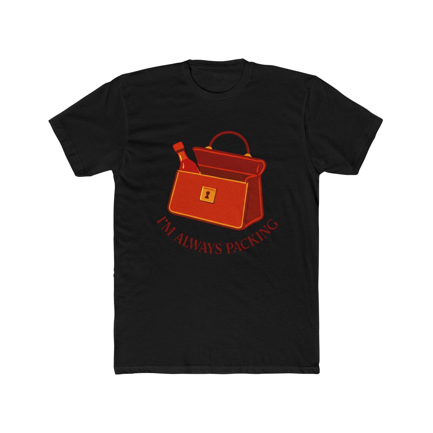 Funny Tapatio Bottle Packing Vibes Cotton Crew Tee, Travel Shirt, Vacation Outfit, Gift for Travelers, Casual Wear, Adventure Apparel