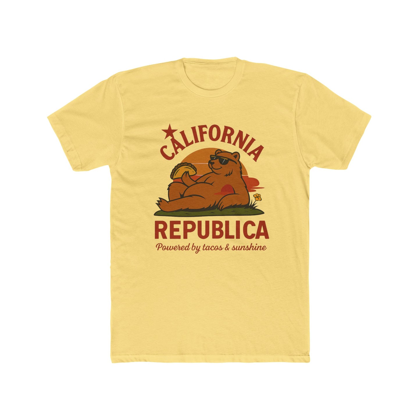California Republic Unisex Cotton Crew Tee, Graphic Tee, Fun Casual Shirt, California Inspired Apparel, Gift for Taco Lovers, Summer Wear