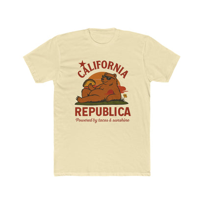 California Republic Unisex Cotton Crew Tee, Graphic Tee, Fun Casual Shirt, California Inspired Apparel, Gift for Taco Lovers, Summer Wear