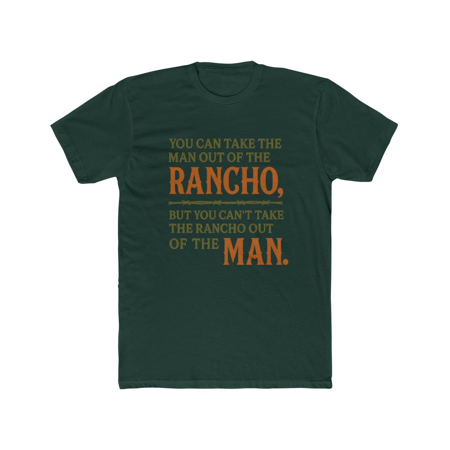 Men Rancho Spirit Crew Tee, Rustic T-Shirt, Apparel, Casual Gift, Comfortable Everyday Wear, Unique Quote Tee
