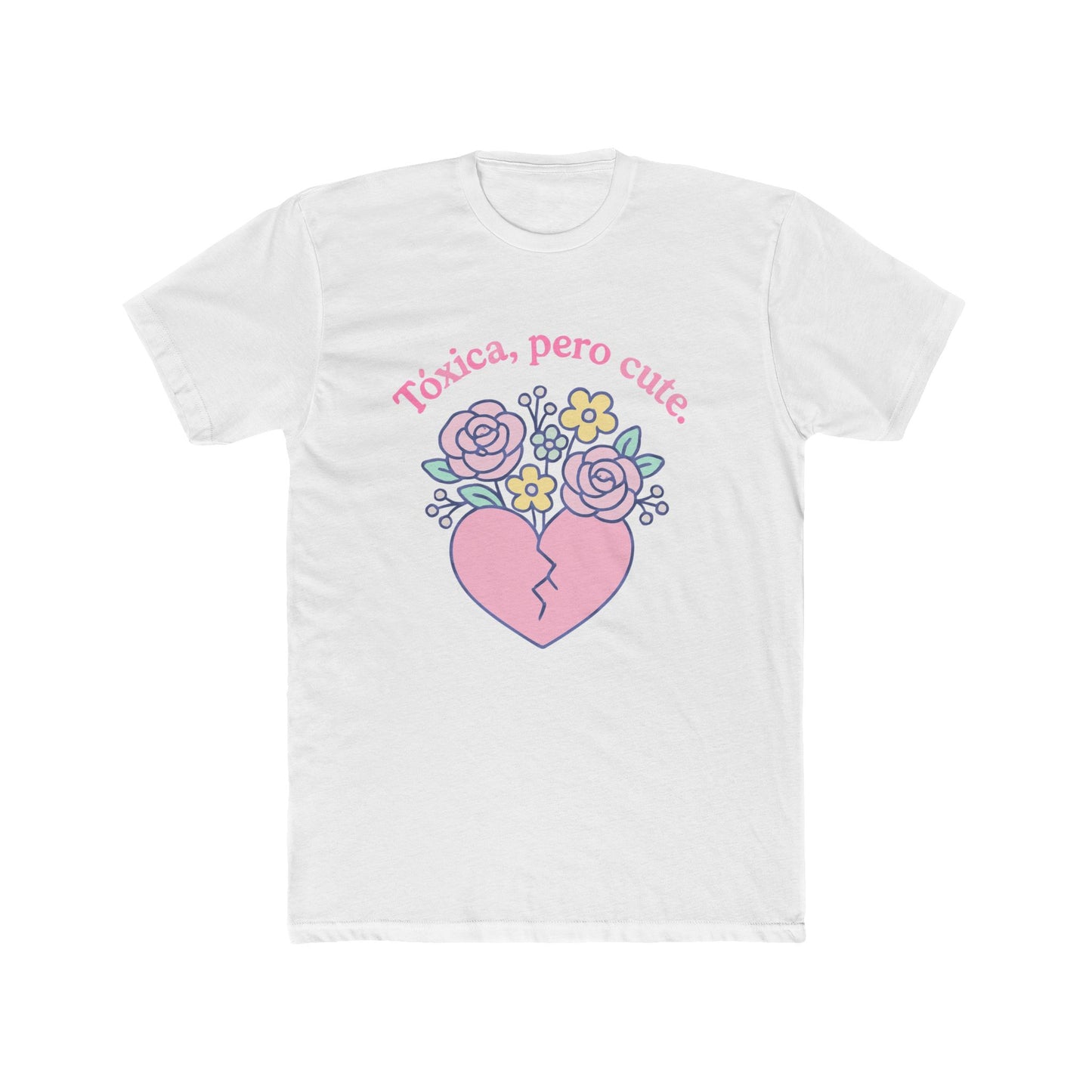Funny Spanglish Women's Toxic Cute Heartbreak Crew Tee | Gift for Her, Casual Summer Shirt, Toxic Love, Floral Design, Trendy Fashion