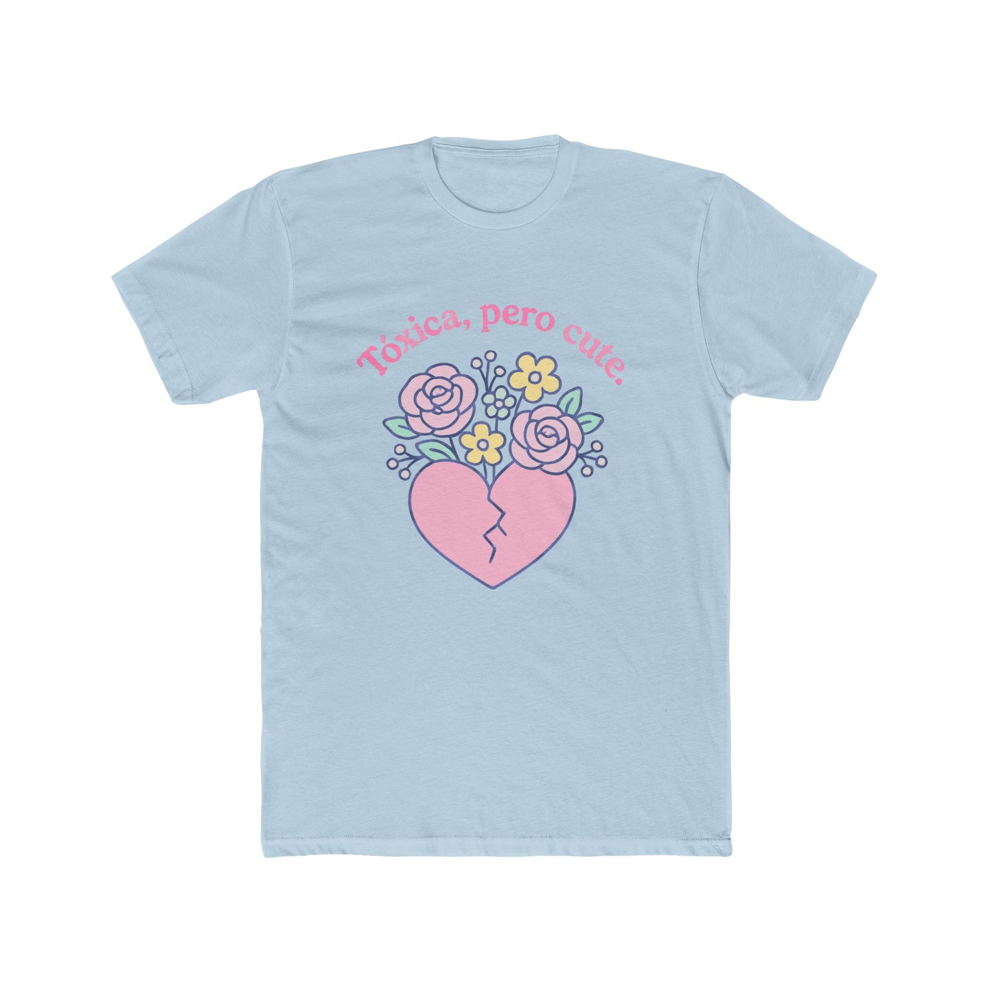 Funny Spanglish Women's Toxic Cute Heartbreak Crew Tee | Gift for Her, Casual Summer Shirt, Toxic Love, Floral Design, Trendy Fashion