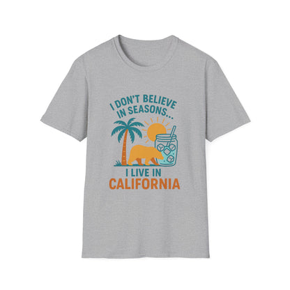 California Seasons Unisex T-Shirt, Summer Tee, Casual Shirt, Beachwear, Gift for Californians, Vacation Outfit