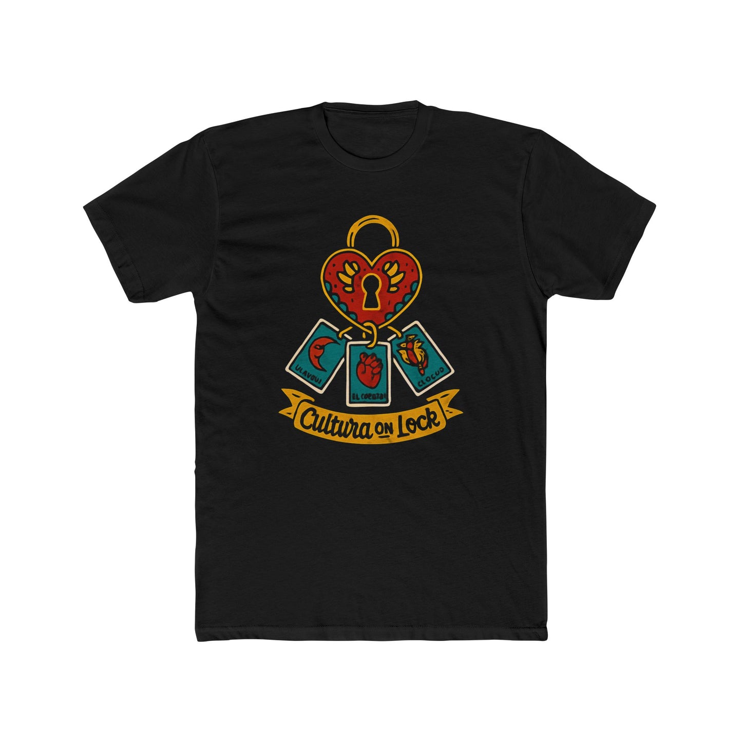 Cultura on Lock Spanglish Mexican Unisex Cotton Crew Tee, Heart Design Shirt, Casual Wear, Unique Gift, Everyday Style, Fun Graphic Tee