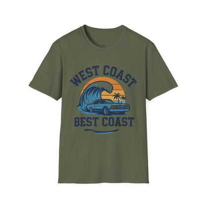 West Coast Best Coast Unisex T-Shirt | Vintage Car Graphic Tee, Summer Vibes, Beachwear, Travel Shirt, Gift for Her/Him