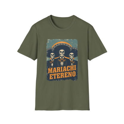 Mariachi Eterno Graphic Tee, Unisex Skull Shirt, Day of the Dead T-Shirt, Music Lover Gift, Vibrant Vintage Graphic Top