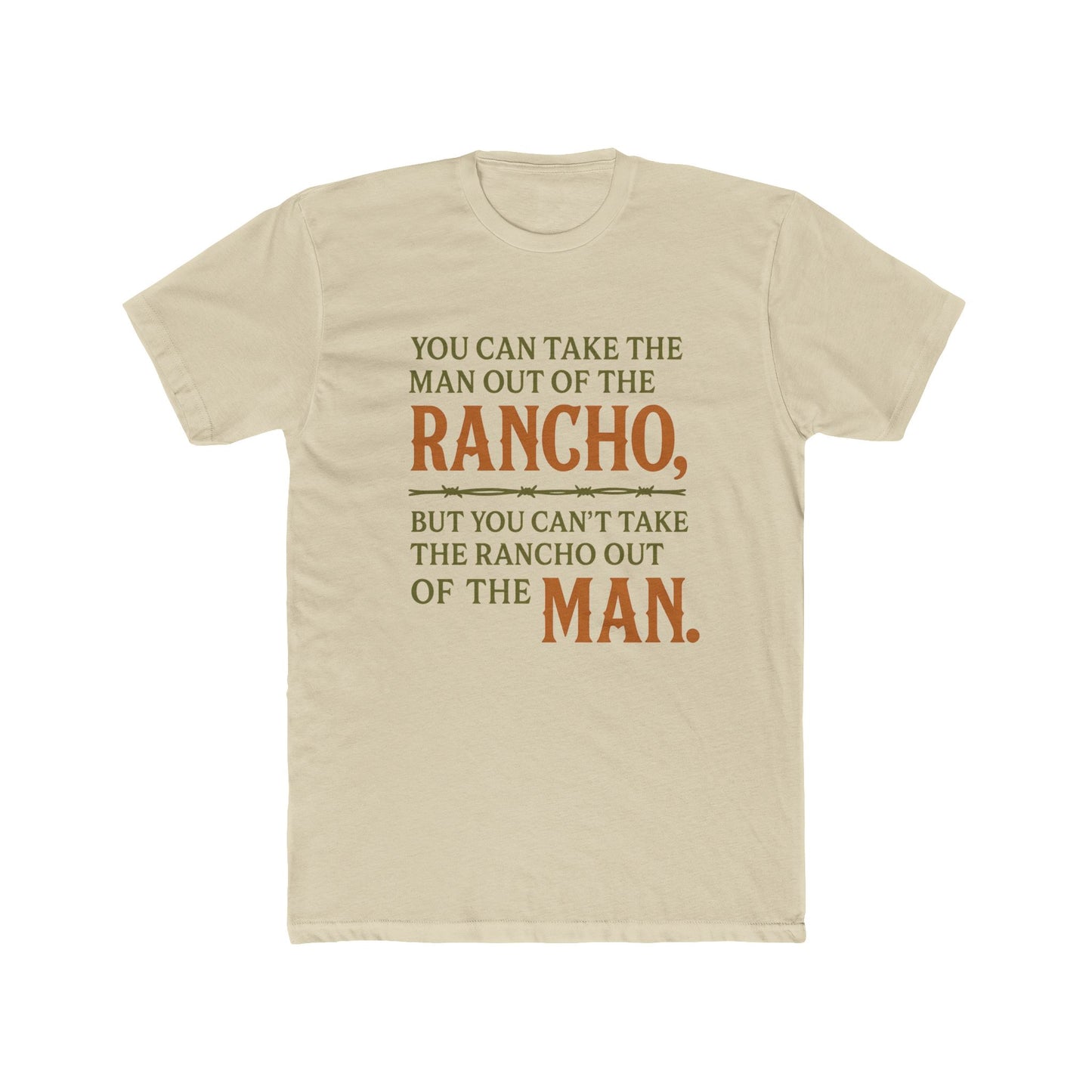 Men Rancho Spirit Crew Tee, Rustic T-Shirt, Apparel, Casual Gift, Comfortable Everyday Wear, Unique Quote Tee